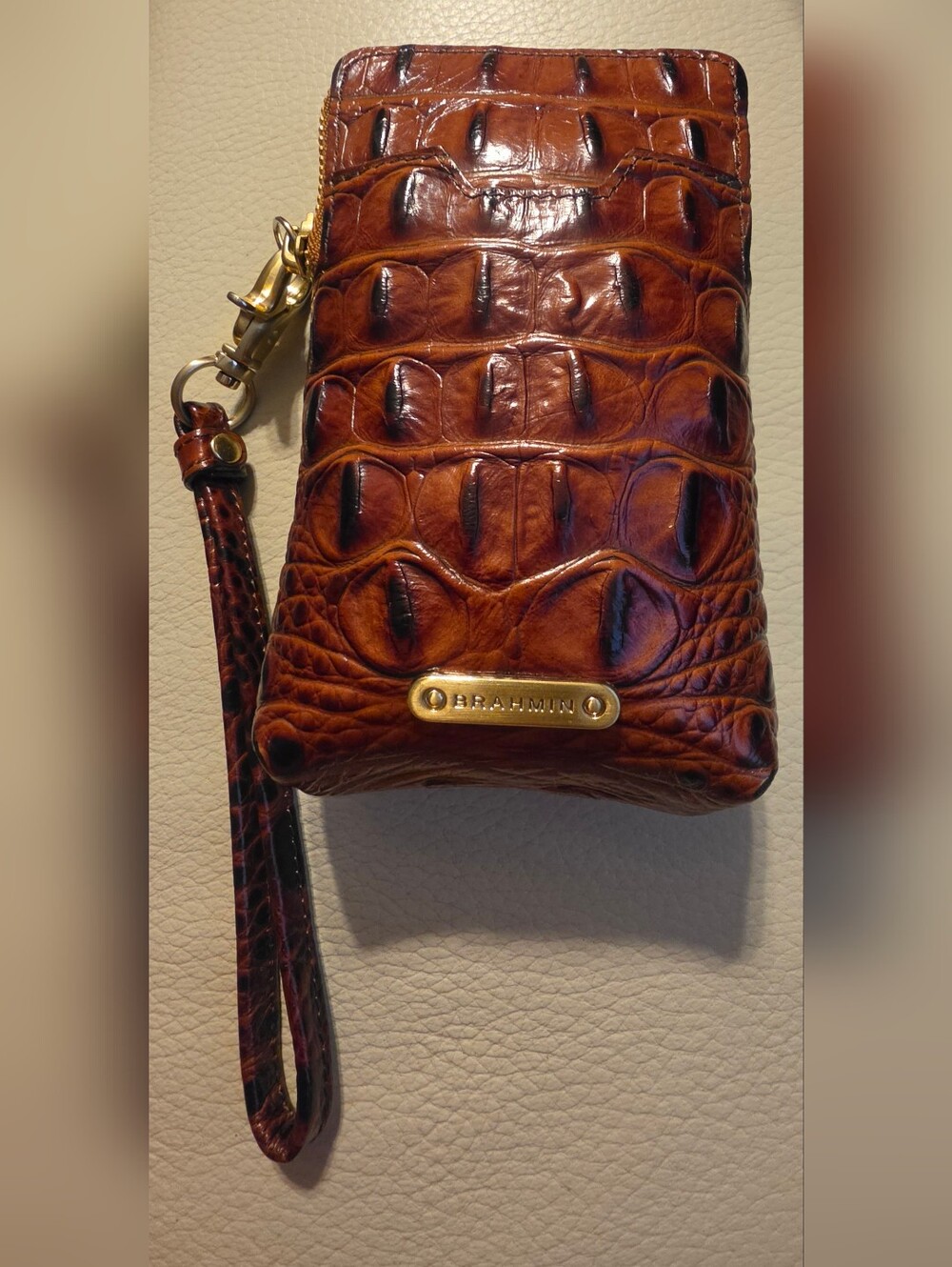 Brahmin Pecan Melbourne Small Pouch Wristlet